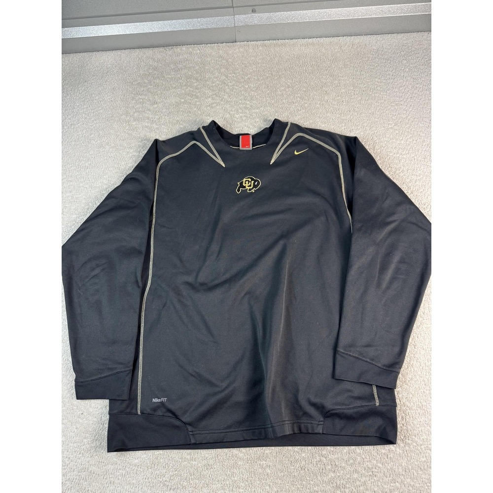 Colorado Buffaloes Sweater Mens XL Black NCAA Football Nike Therma Fit Crewneck‎